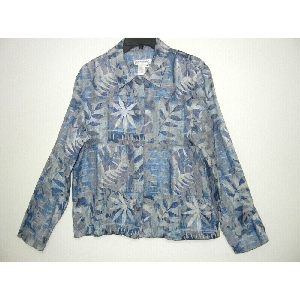 Coldwater Creek Women's Blouse Size Medium Long Sleeve Floral Print Button Down